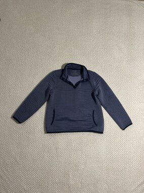 L.L. Bean Navy Ribbed Quarter-Snap Pullover